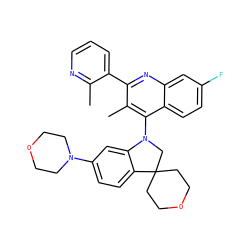 Cc1ncccc1-c1nc2cc(F)ccc2c(N2CC3(CCOCC3)c3ccc(N4CCOCC4)cc32)c1C ZINC000118091614