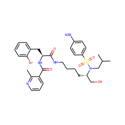 Cc1ncccc1C(=O)N[C@@H](Cc1ccccc1Br)C(=O)NCCCC[C@@H](CO)N(CC(C)C)S(=O)(=O)c1ccc(N)cc1 ZINC000169702527