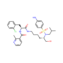 Cc1ncccc1C(=O)N[C@@H](Cc1ccccc1Cl)C(=O)NCCCC[C@@H](CO)N(CC(C)C)S(=O)(=O)c1ccc(N)cc1 ZINC000169702545