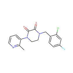 Cc1ncccc1N1CCN(Cc2ccc(F)cc2Cl)C(=O)C1=O ZINC000095565855