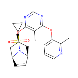 Cc1ncccc1Oc1ncnc(O[C@H]2C[C@H]3C=C[C@@H](C2)N3S(=O)(=O)C2CC2)c1C ZINC000103233176