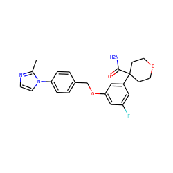 Cc1nccn1-c1ccc(COc2cc(F)cc(C3(C(N)=O)CCOCC3)c2)cc1 ZINC000001485545