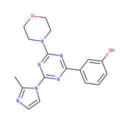 Cc1nccn1-c1nc(-c2cccc(O)c2)nc(N2CCOCC2)n1 ZINC000043206683