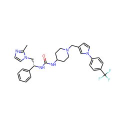 Cc1nccn1C[C@H](NC(=O)NC1CCN(Cc2ccn(-c3ccc(C(F)(F)F)cc3)c2)CC1)c1ccccc1 ZINC000043013737