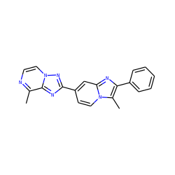 Cc1nccn2nc(-c3ccn4c(C)c(-c5ccccc5)nc4c3)nc12 ZINC000149266541