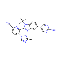 Cc1ncn(-c2ccc(C#N)nc2-c2nc3cc(-c4cnc(N)nc4)ccc3n2C(C)(C)C)n1 ZINC000146229355