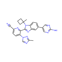 Cc1ncn(-c2ccc(C#N)nc2-c2nc3cc(-c4cnc(N)nc4)ccc3n2C2(C)CCC2)n1 ZINC000169703411