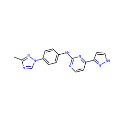 Cc1ncn(-c2ccc(Nc3nccc(-c4cc[nH]n4)n3)cc2)n1 ZINC000071341302