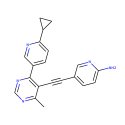 Cc1ncnc(-c2ccc(C3CC3)nc2)c1C#Cc1ccc(N)nc1 ZINC000148558039