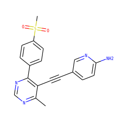 Cc1ncnc(-c2ccc(S(C)(=O)=O)cc2)c1C#Cc1ccc(N)nc1 ZINC000148615437