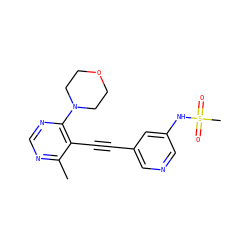 Cc1ncnc(N2CCOCC2)c1C#Cc1cncc(NS(C)(=O)=O)c1 ZINC000169697491