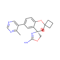 Cc1ncncc1-c1ccc2c(c1)[C@@]1(COC(N)=N1)C1(COC1)C1(CCC1)O2 ZINC000220718334