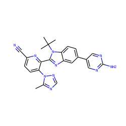 Cc1ncnn1-c1ccc(C#N)nc1-c1nc2cc(-c3cnc(N)nc3)ccc2n1C(C)(C)C ZINC000169703410