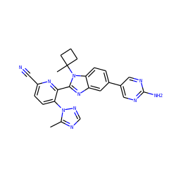 Cc1ncnn1-c1ccc(C#N)nc1-c1nc2cc(-c3cnc(N)nc3)ccc2n1C1(C)CCC1 ZINC000146191729