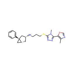 Cc1ncoc1-c1nnc(SCCCN[C@@H]2C[C@@H]3C[C@]3(c3ccccc3)C2)n1C ZINC000064527210