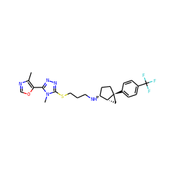 Cc1ncoc1-c1nnc(SCCCN[C@@H]2CC[C@]3(c4ccc(C(F)(F)F)cc4)C[C@H]23)n1C ZINC000064540483