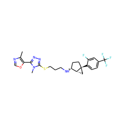 Cc1ncoc1-c1nnc(SCCCN[C@@H]2CC[C@]3(c4ccc(C(F)(F)F)cc4F)C[C@H]23)n1C ZINC000064548981