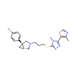 Cc1ncoc1-c1nnc(SCCCN2C[C@@H]3C[C@]3(c3ccc(Br)cc3)C2)n1C ZINC000049785852