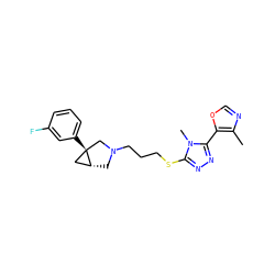 Cc1ncoc1-c1nnc(SCCCN2C[C@@H]3C[C@]3(c3cccc(F)c3)C2)n1C ZINC000049033050