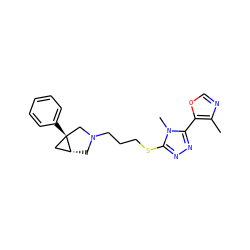 Cc1ncoc1-c1nnc(SCCCN2C[C@@H]3C[C@]3(c3ccccc3)C2)n1C ZINC000049113514