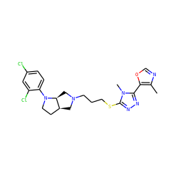 Cc1ncoc1-c1nnc(SCCCN2C[C@H]3CCN(c4ccc(Cl)cc4Cl)[C@H]3C2)n1C ZINC000653717843