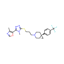 Cc1ncoc1-c1nnc(SCCCN2CC[C@]3(c4ccc(C(F)(F)F)cc4)C[C@@H]3C2)n1C ZINC000064548350