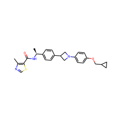 Cc1ncsc1C(=O)N[C@@H](C)c1ccc(C2CN(c3ccc(OCC4CC4)cc3)C2)cc1 ZINC000150204743