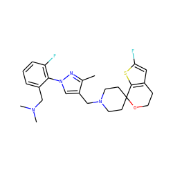 Cc1nn(-c2c(F)cccc2CN(C)C)cc1CN1CCC2(CC1)OCCc1cc(F)sc12 ZINC000169308842
