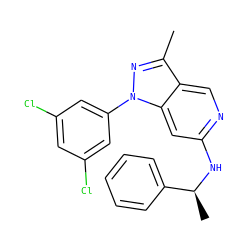 Cc1nn(-c2cc(Cl)cc(Cl)c2)c2cc(N[C@@H](C)c3ccccc3)ncc12 ZINC000040936823