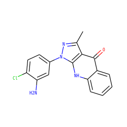 Cc1nn(-c2ccc(Cl)c(N)c2)c2[nH]c3ccccc3c(=O)c12 ZINC000012405816