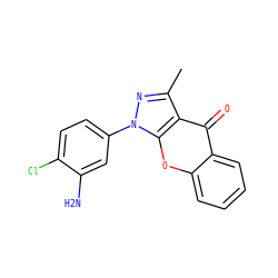 Cc1nn(-c2ccc(Cl)c(N)c2)c2oc3ccccc3c(=O)c12 ZINC000012405803