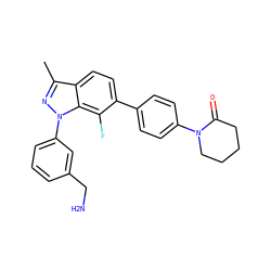 Cc1nn(-c2cccc(CN)c2)c2c(F)c(-c3ccc(N4CCCCC4=O)cc3)ccc12 ZINC000028964191