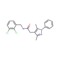 Cc1nn(-c2ccccc2)c(C)c1CC(=O)NCc1cccc(Cl)c1Cl ZINC000049069047
