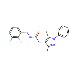 Cc1nn(-c2ccccc2)c(C)c1CC(=O)NCc1cccc(F)c1F ZINC000095565702