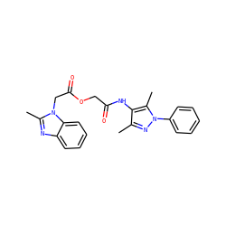 Cc1nn(-c2ccccc2)c(C)c1NC(=O)COC(=O)Cn1c(C)nc2ccccc21 ZINC000047479275