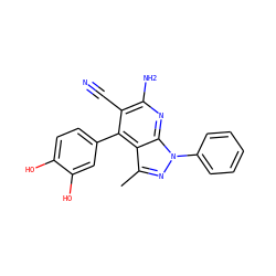 Cc1nn(-c2ccccc2)c2nc(N)c(C#N)c(-c3ccc(O)c(O)c3)c12 ZINC000020533385