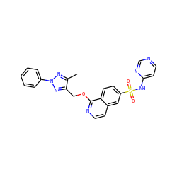 Cc1nn(-c2ccccc2)nc1COc1nccc2cc(S(=O)(=O)Nc3ccncn3)ccc12 ZINC000225049843