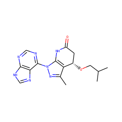 Cc1nn(-c2ncnc3[nH]cnc23)c2c1[C@@H](OCC(C)C)CC(=O)N2 ZINC001772596739