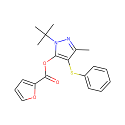 Cc1nn(C(C)(C)C)c(OC(=O)c2ccco2)c1Sc1ccccc1 ZINC000001109476