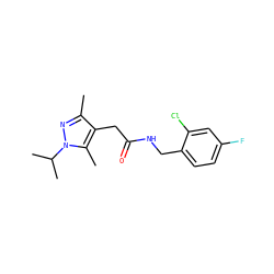 Cc1nn(C(C)C)c(C)c1CC(=O)NCc1ccc(F)cc1Cl ZINC000095565890