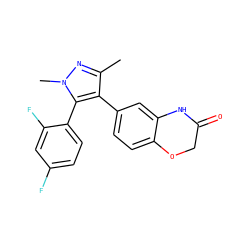 Cc1nn(C)c(-c2ccc(F)cc2F)c1-c1ccc2c(c1)NC(=O)CO2 ZINC000200991195