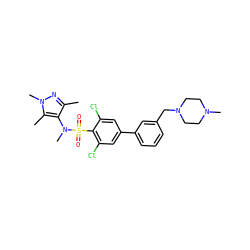 Cc1nn(C)c(C)c1N(C)S(=O)(=O)c1c(Cl)cc(-c2cccc(CN3CCN(C)CC3)c2)cc1Cl ZINC000199946943