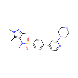 Cc1nn(C)c(C)c1N(C)S(=O)(=O)c1ccc(-c2ccnc(N3CCNCC3)c2)cc1 ZINC000199945397