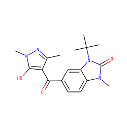 Cc1nn(C)c(O)c1C(=O)c1ccc2c(c1)n(C(C)(C)C)c(=O)n2C ZINC000299870713
