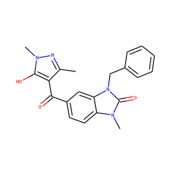 Cc1nn(C)c(O)c1C(=O)c1ccc2c(c1)n(Cc1ccccc1)c(=O)n2C ZINC000299869040