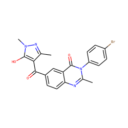 Cc1nn(C)c(O)c1C(=O)c1ccc2nc(C)n(-c3ccc(Br)cc3)c(=O)c2c1 ZINC000299837874