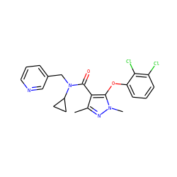Cc1nn(C)c(Oc2cccc(Cl)c2Cl)c1C(=O)N(Cc1cccnc1)C1CC1 ZINC000095592778