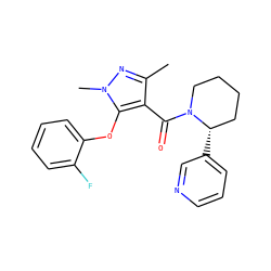Cc1nn(C)c(Oc2ccccc2F)c1C(=O)N1CCCC[C@@H]1c1cccnc1 ZINC000095588396