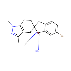 Cc1nn(C)c2c1C[C@]1(CC2)Cc2ccc(Br)cc2[C@@]12N=C(N)N(C)O2 ZINC000201230561