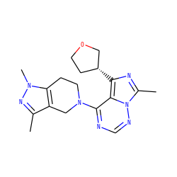 Cc1nn(C)c2c1CN(c1ncnn3c(C)nc([C@@H]4CCOC4)c13)CC2 ZINC000169711724